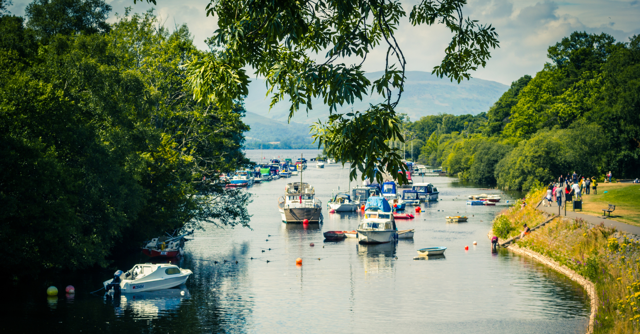 Scenic view of Balloch harbour near Loch Lomond